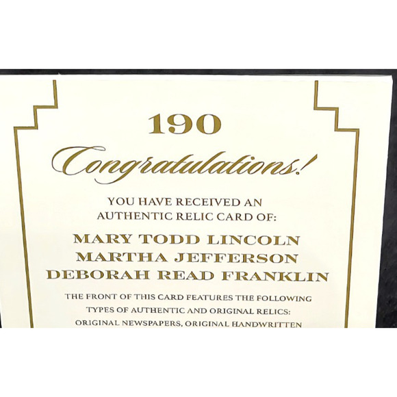 Authentic First Lady Lincoln, Franklin and Jefferson Handwriting Relics History - Picture 5 of 6